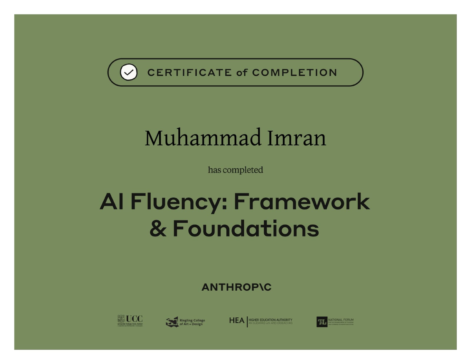 Anthropic AI fluency framework and foundations certificate