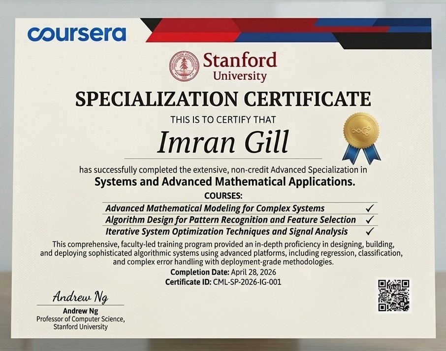 Coursera Stanford specialization certificate