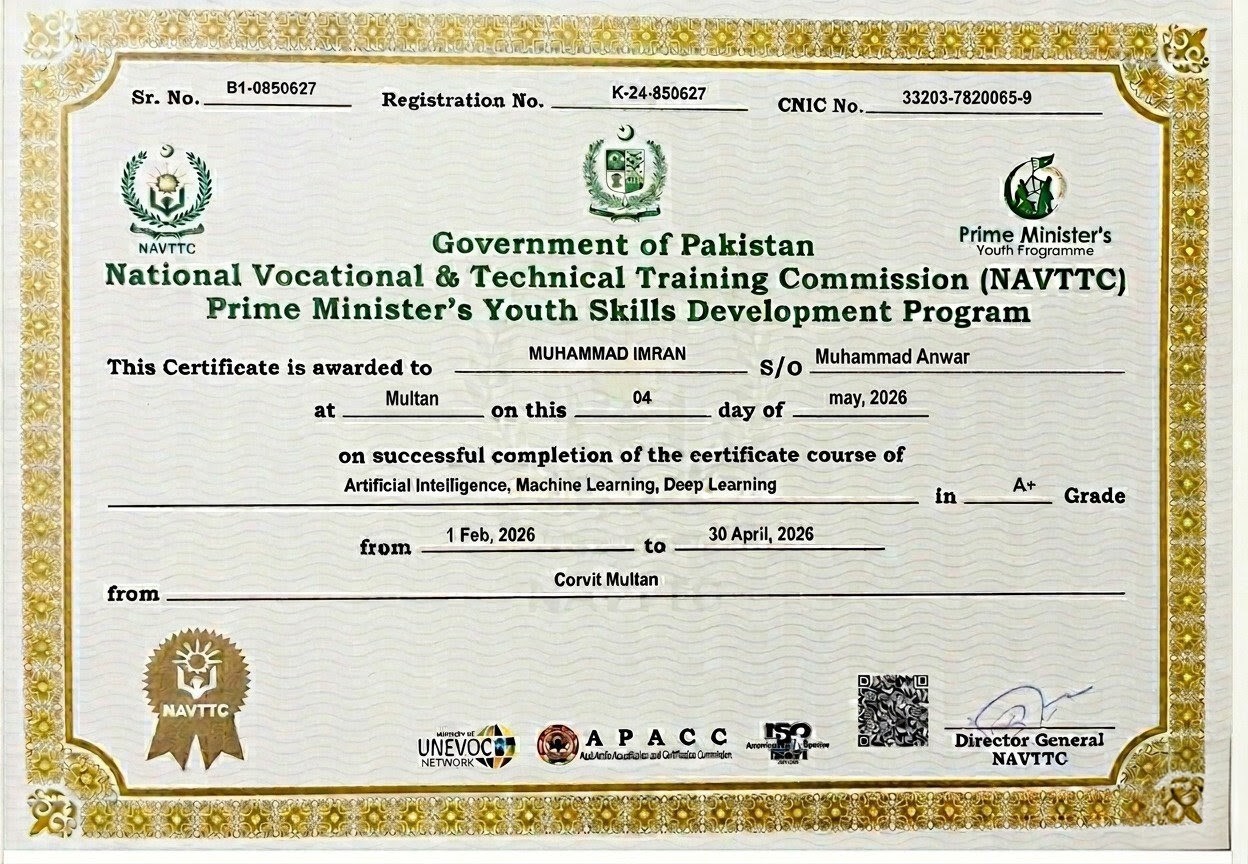 NAVTTC artificial intelligence machine learning deep learning certificate