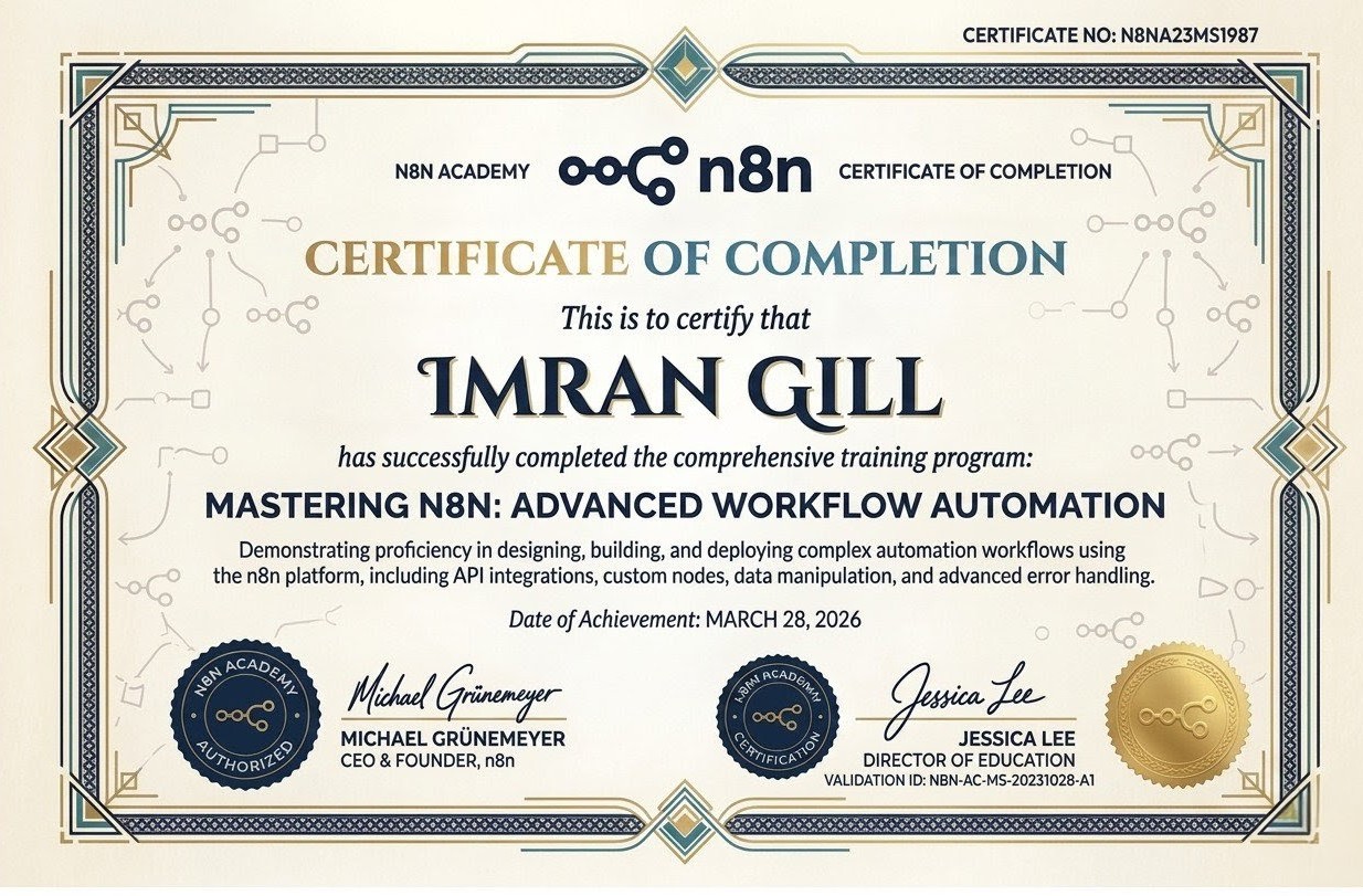 n8n advanced workflow automation certificate
